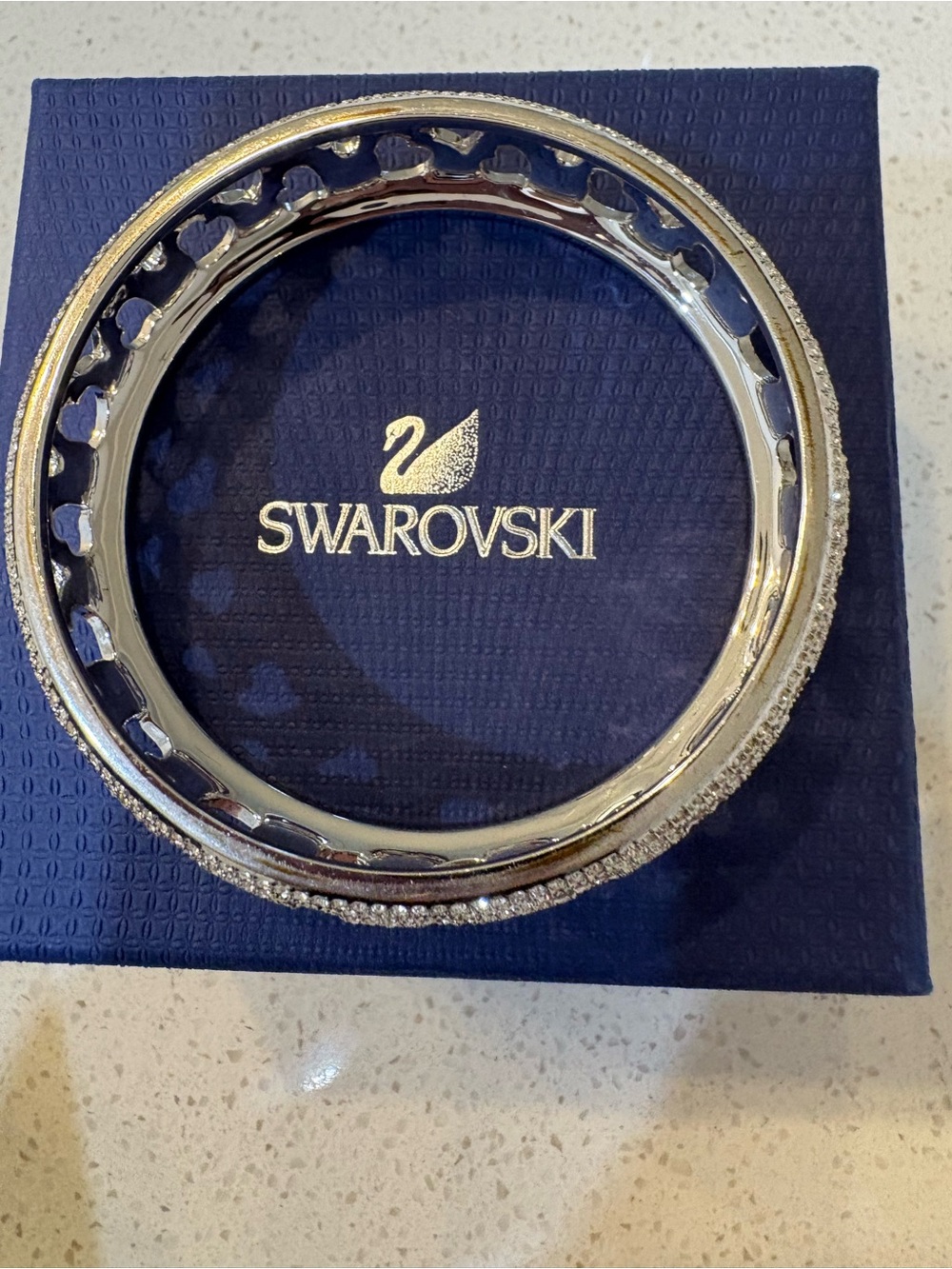 Swarovski Silver Crystal Pave Bangle Bracelet